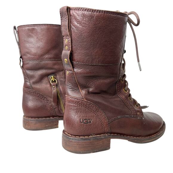 UGG Women's Jena Fashion Boots in Brown Leather Women's Size 8 - Picture 6 of 16